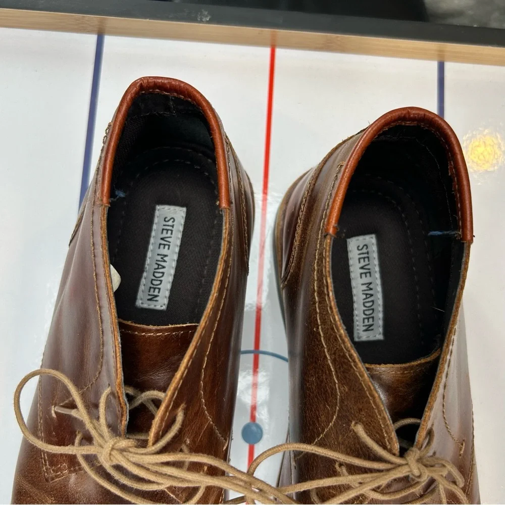 Steve Madden‎ Harken Chukka Desert Ankle Boots Men 10.5 Brown Leather Shoes